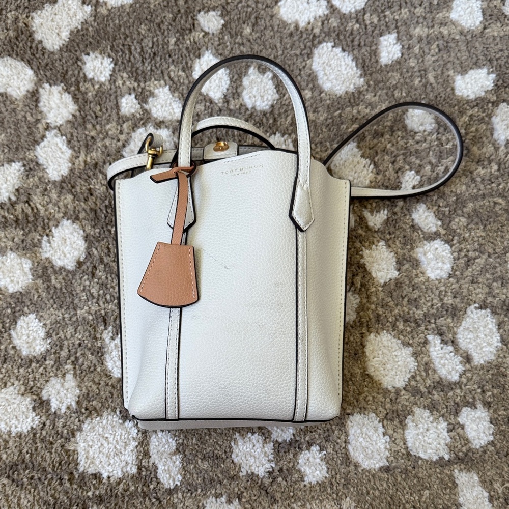 Tory Burch Cream and Tan Leather Mini Tote